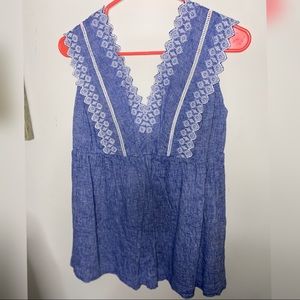 Blue embroidered top